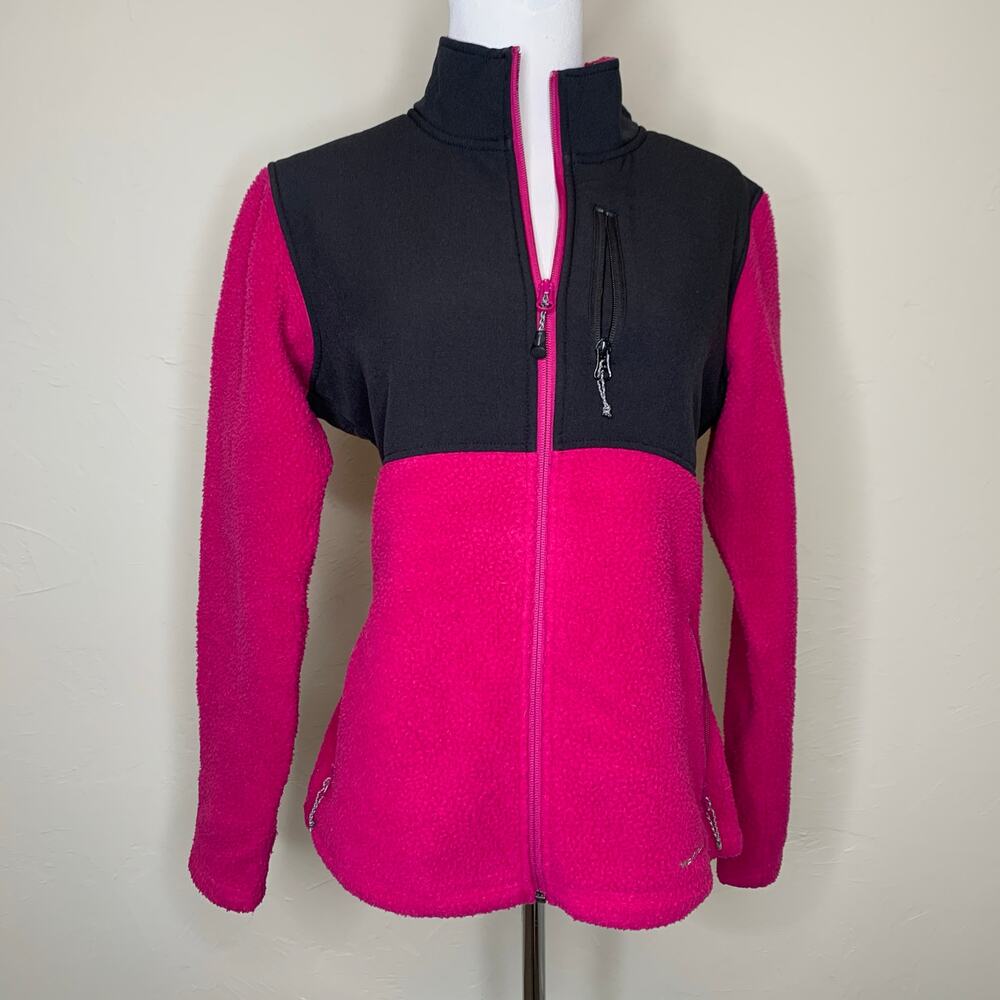 Merrell Pink Black Fleece Jacket Sz Medium Full Zip